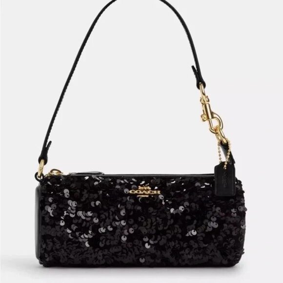 Coach Barrel Bag Black Sequins and Gold Hardware CQ589 - Picture 1 of 3